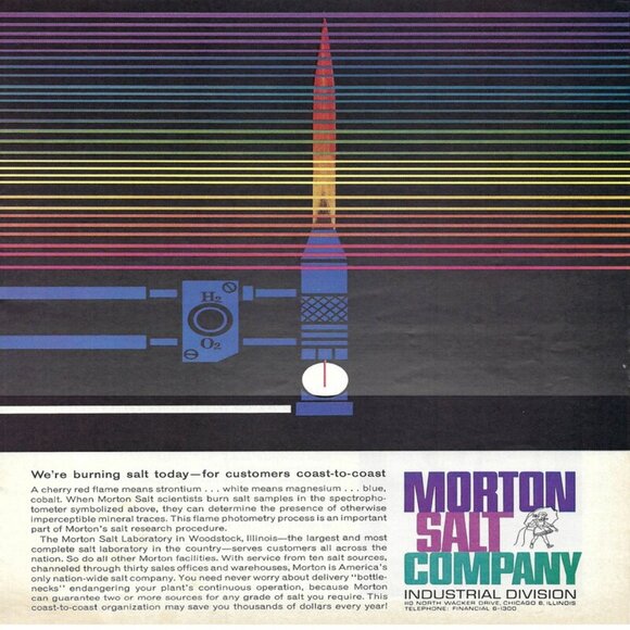 1963 Morton Salt Company Burning Red Strontium Vintage Magazine Print Ad/Poster - Picture 1 of 1
